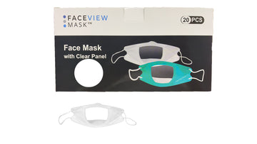 Box of white masks with mask in front